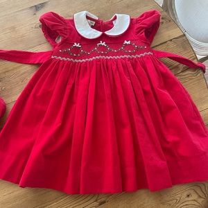 Marco & Lizzy Girls Red Courduroy Christmas Dress